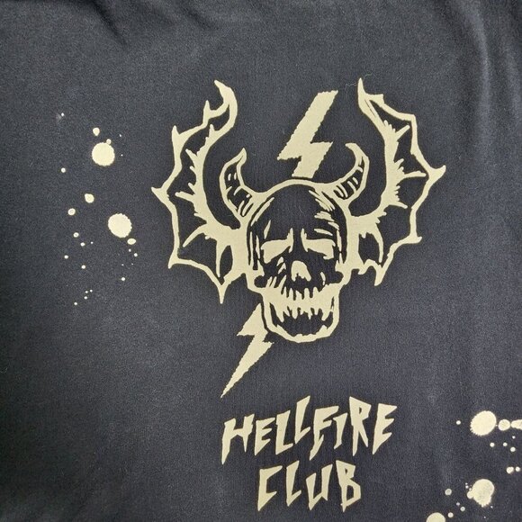 PacSun Stranger Things Hellfire Club Black Graphic Tee Medium - Picture 8 of 8